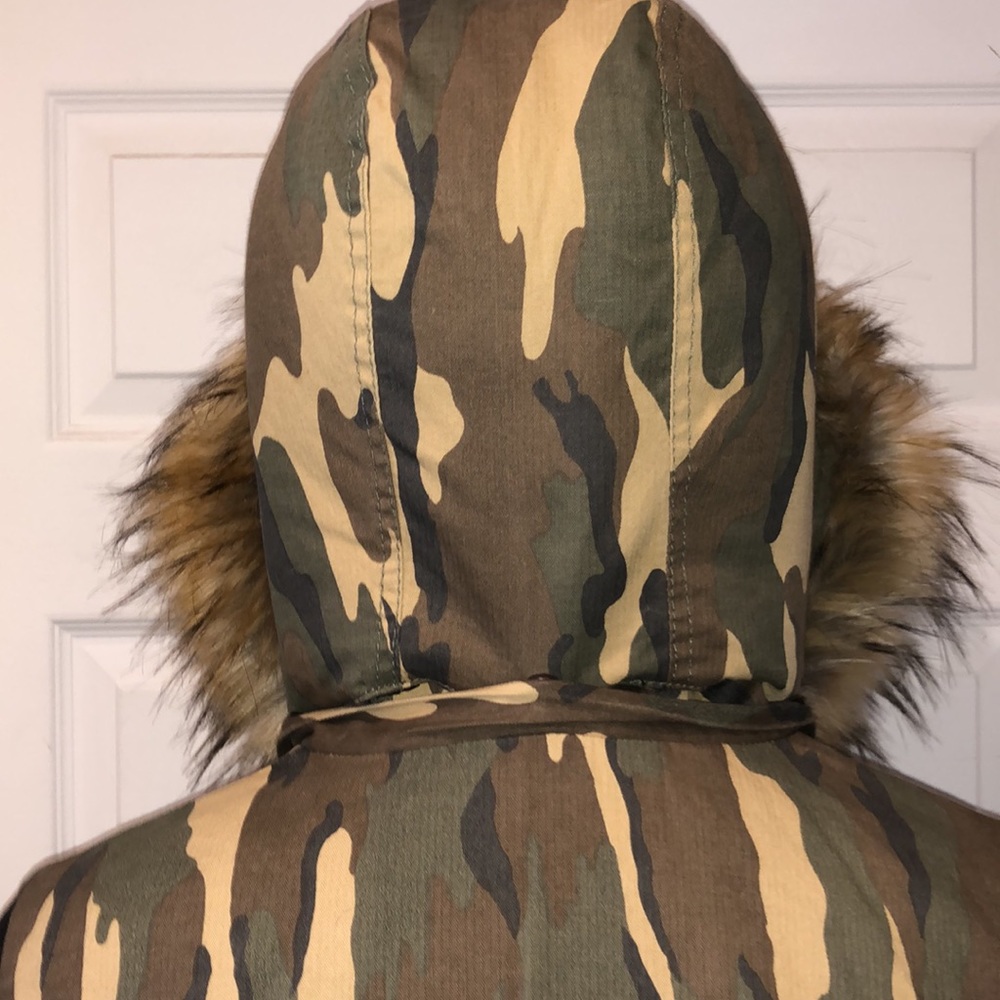 NWT Rockstar & Angels Removable fur hoodie jacket camouflage army - Picture 6 of 16